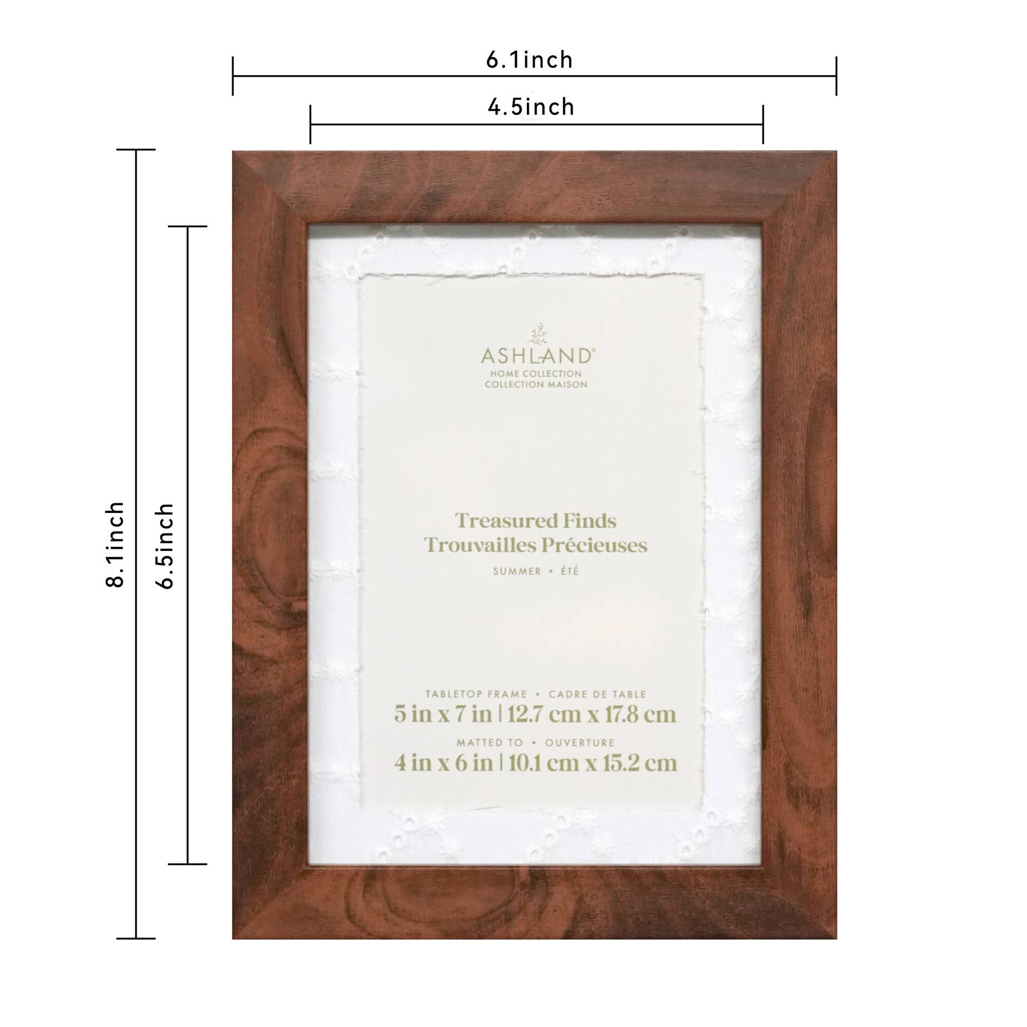 4" x 6" Wood Grain Tabletop Frame with Mat, Treasured Finds by Ashland®